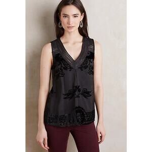 Black Velvet V-Neck Sleeveless Top